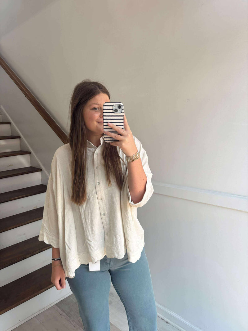 Oatmeal Scalloped Tunic