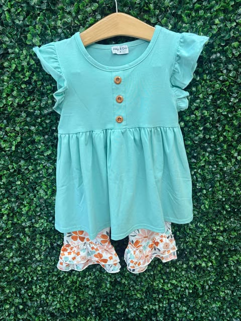 Kids sage floral set