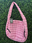 Pink/White Gingham puffer tote