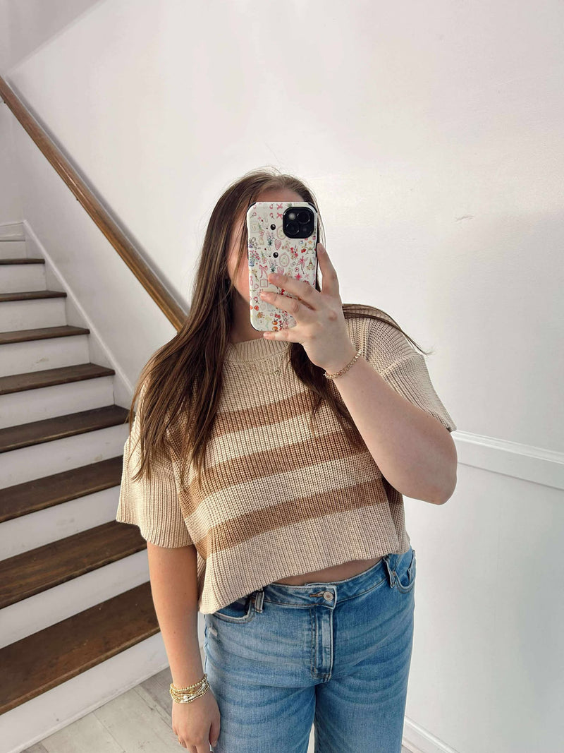 Beige Striped Sweater