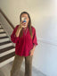 Crimson Red flowy long sleeve top