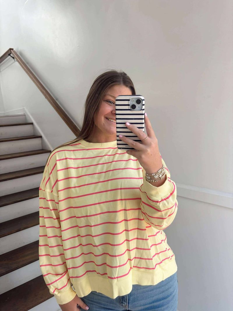 Striped overlap sweatshirt