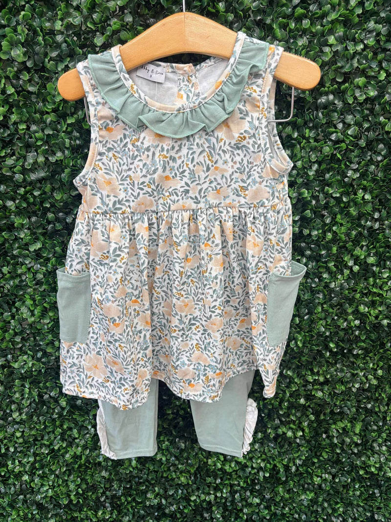 kids fall floral print pants set