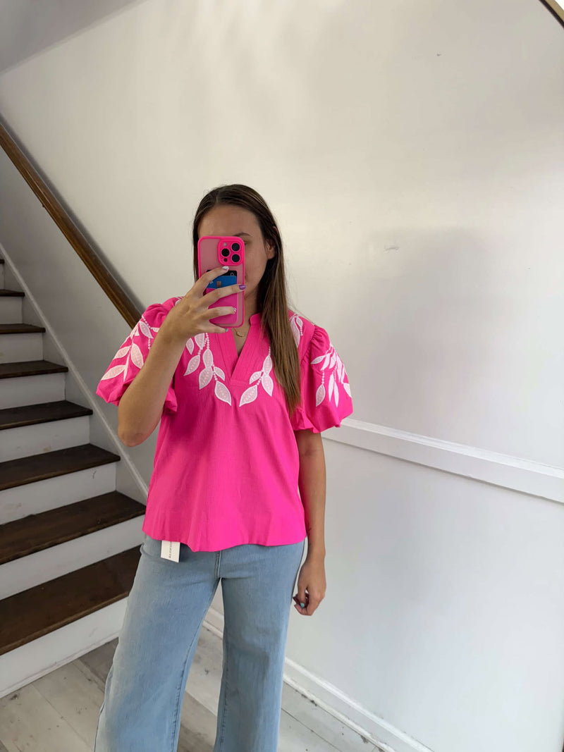 Hot pink leaf top