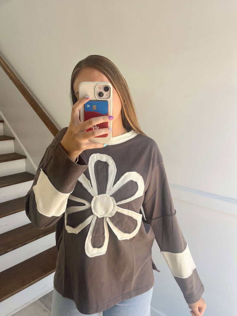 Grey Flower Sweatshirt
