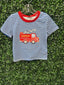kids striped fire truck tee