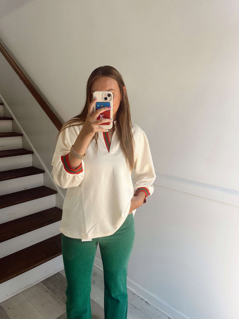 Red and Green Jolly blouse