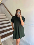 Hunter green v neck dress