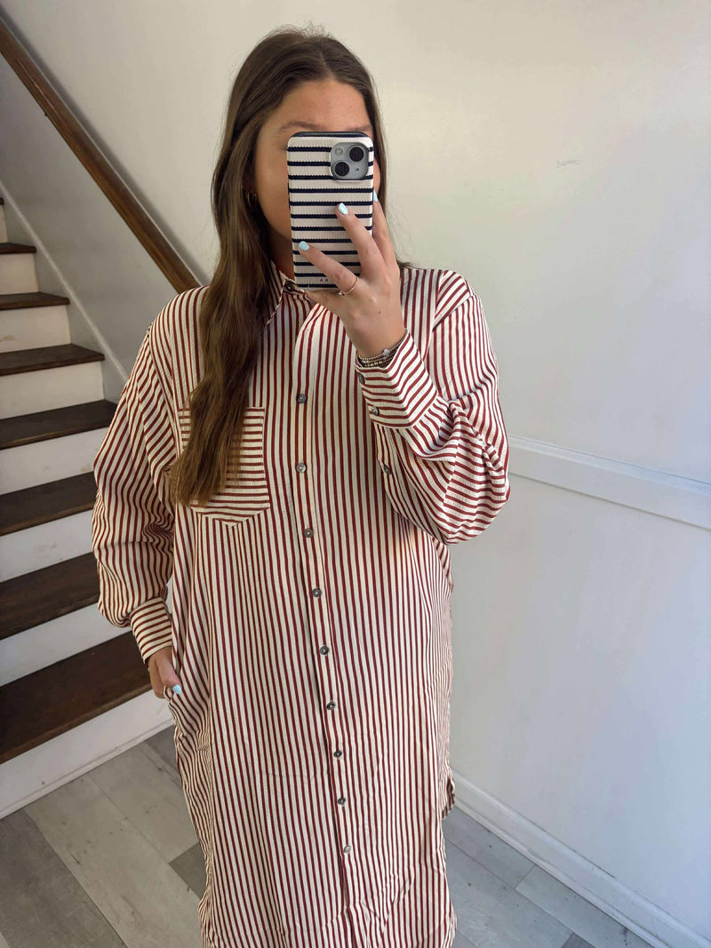 Rust striped dress