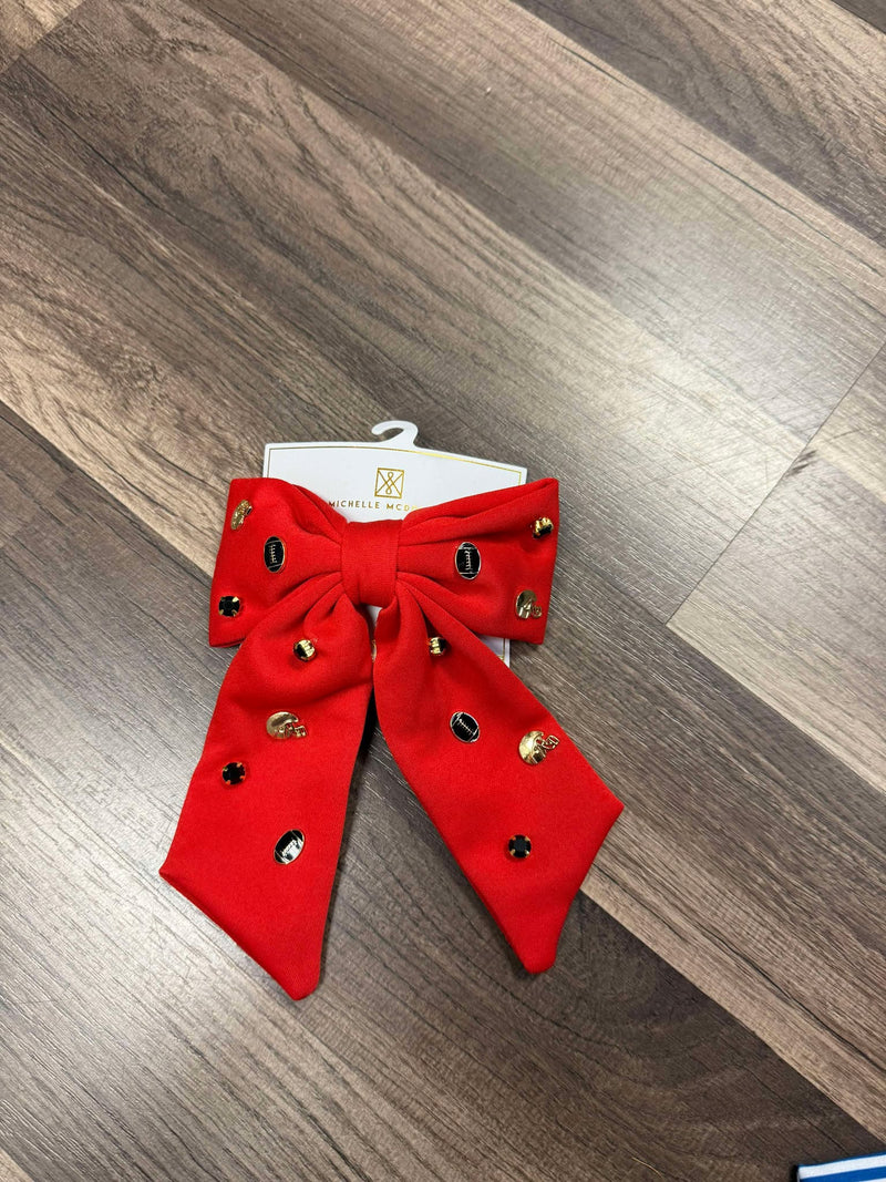 Mary Square Ashton Hair Bow Red & Black