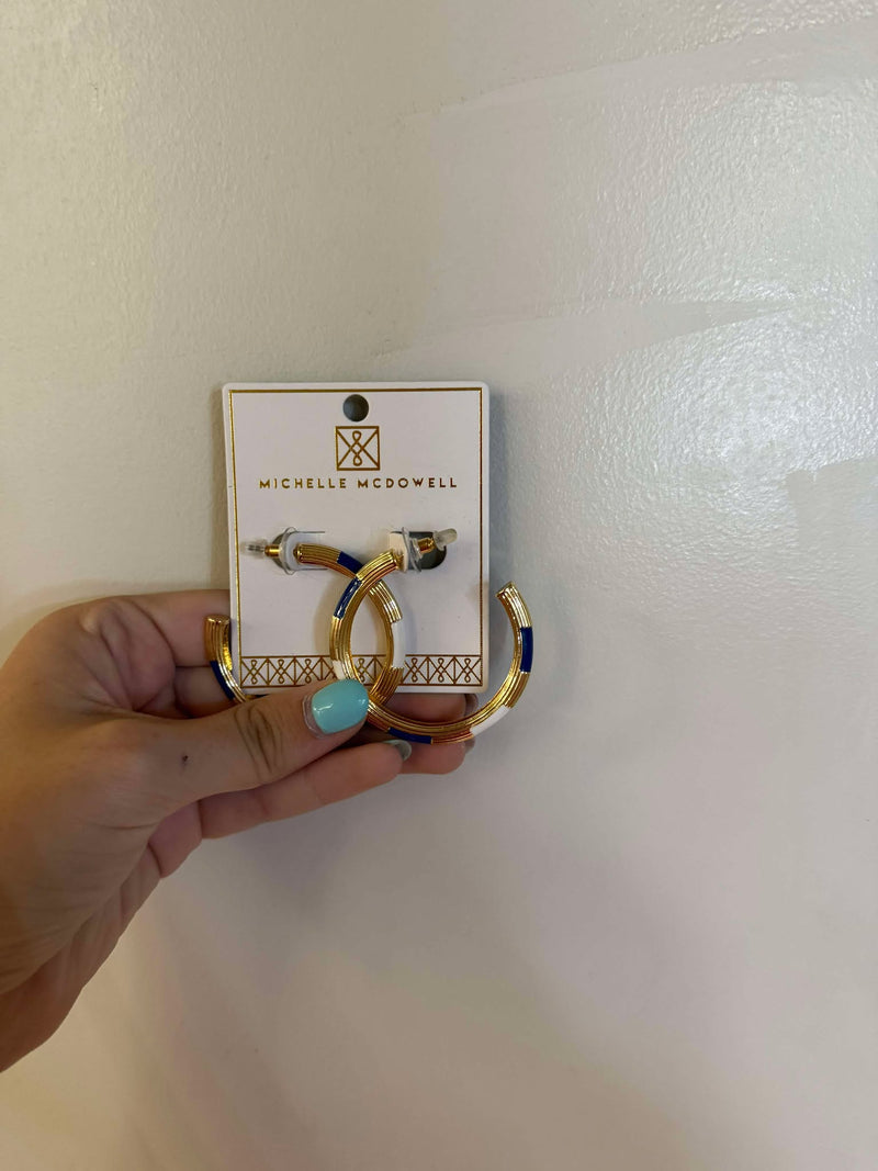 Mary Square Ginger Earrings Blue & White