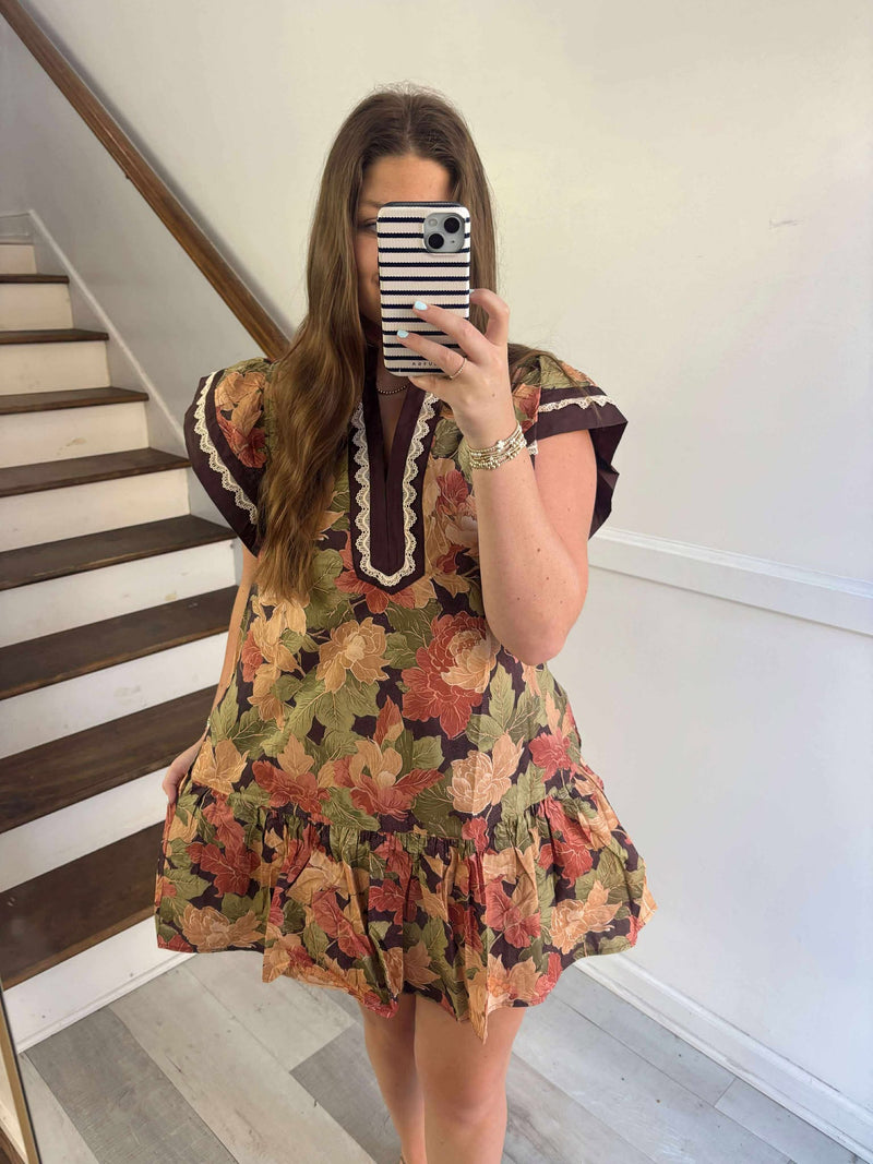 Brown Floral Dress