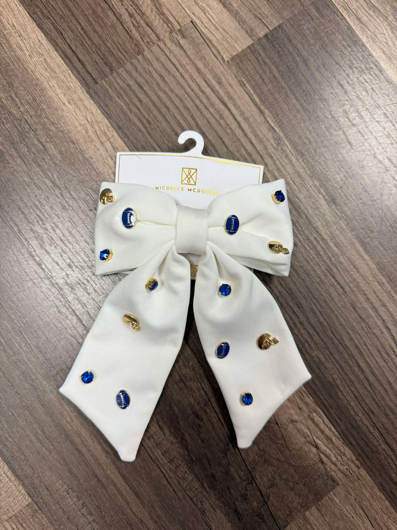Mary Square Ashton Hair Bow Blue & White