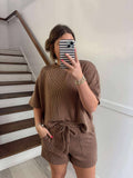 Zenana Brown Ribbed Set
