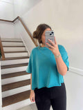 Zenana Teal Boxy Cropped Tee