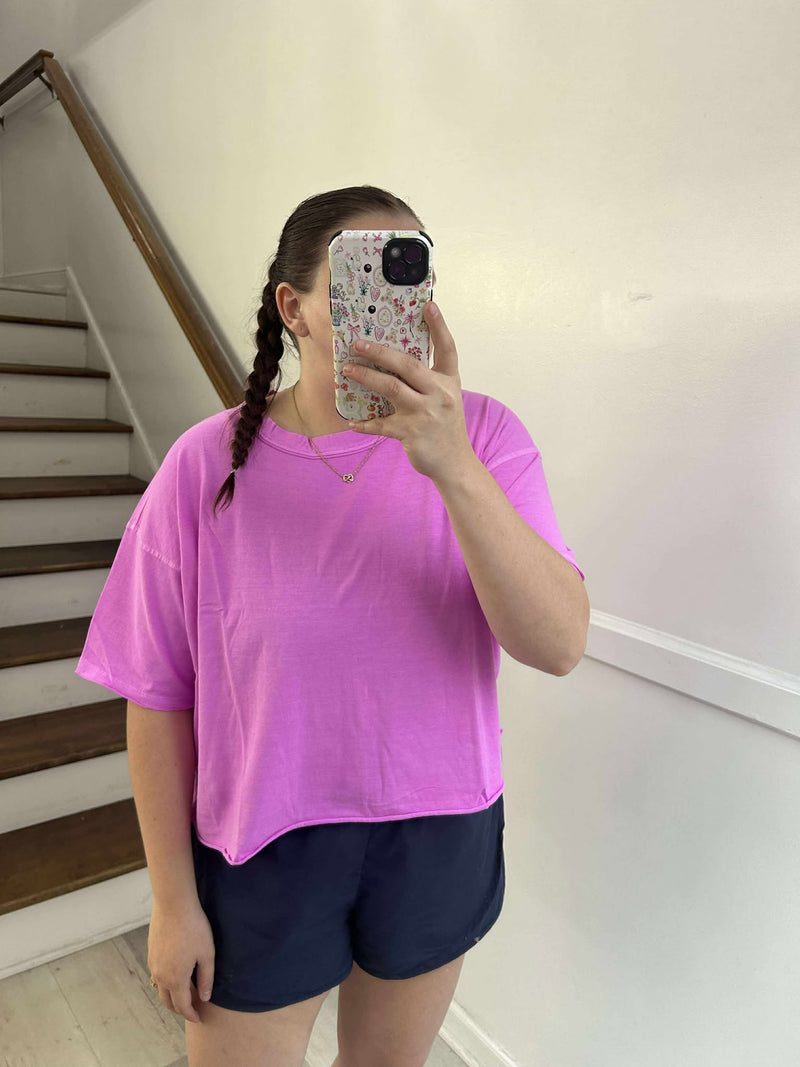 Zenana Bright Mauve Cropped Tee