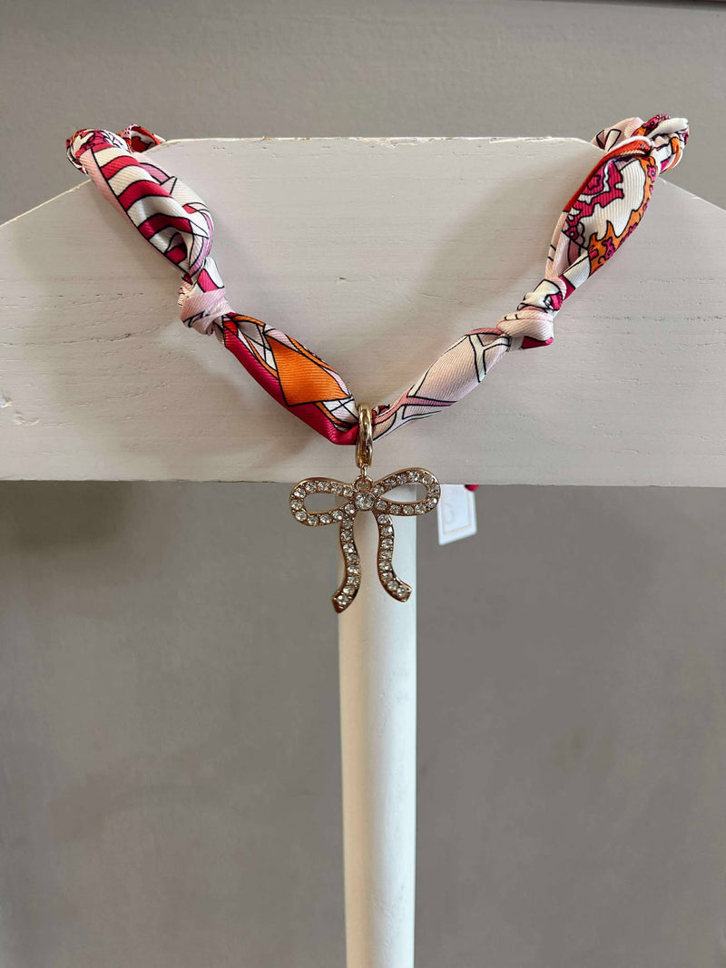 Canvas- Cassie Pave Bow Scarf  Necklace