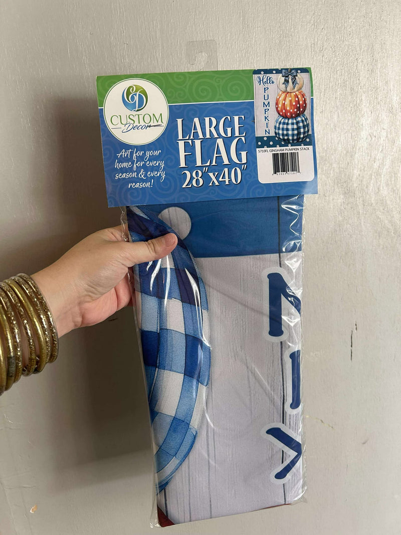 Custom Decor- Gingham Pumpkin Stack Large