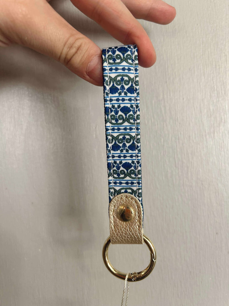 Mary Square- navy floral foulard key fob