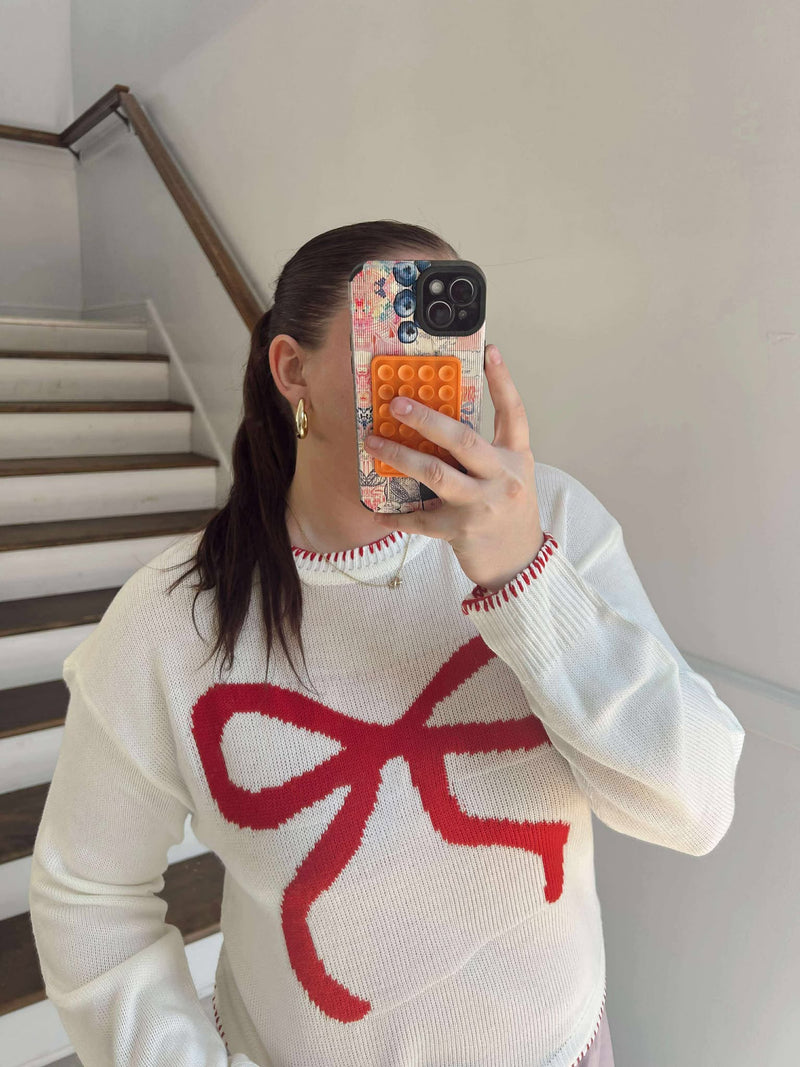 Thomas & Co- Red bow sweater