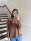 Zenana- Brown ribbed long sleeve tee