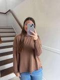 Zenana- Brown ribbed long sleeve tee