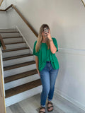 Zenana Kelly Green Oversized Top With Pocket