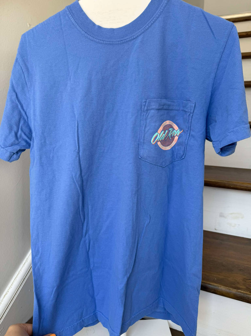 Old Row Circle Logo Tee Blue/Coral