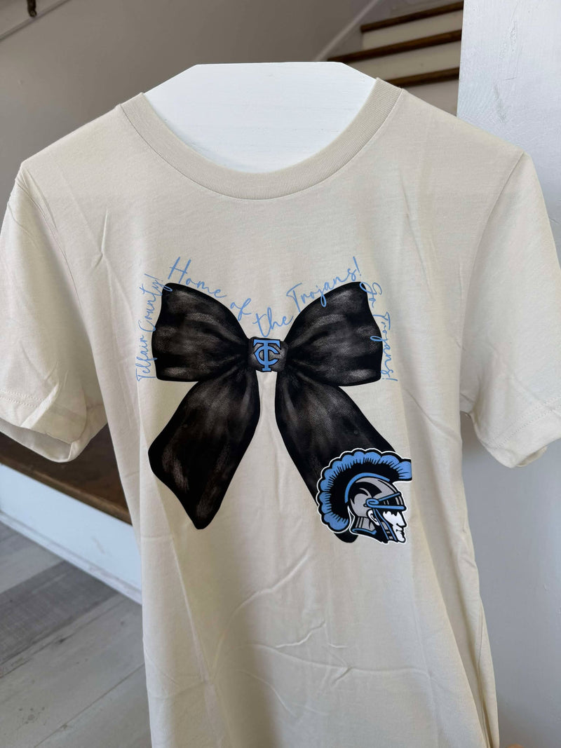 Telfair County Heather Cream TC/Bow tee