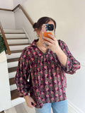 Umgee Plum Floral vine Print Blouse