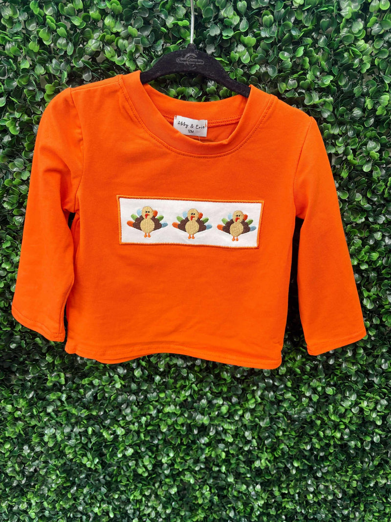 Honeydew  Orange turkey embroidery top