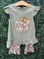 Honeydew Camouflage print pumpkin applique ruffle pants set