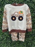 Honeydew Camouflage truck pumpkin applique stripe hoodie set
