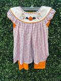 Honeydew Purple Halloween pumpkin ghost embroidery pants set