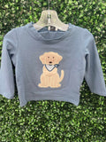 HoneyDew Navy puppy applique top