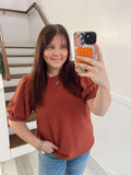 Rust Knited Bubble Blouse