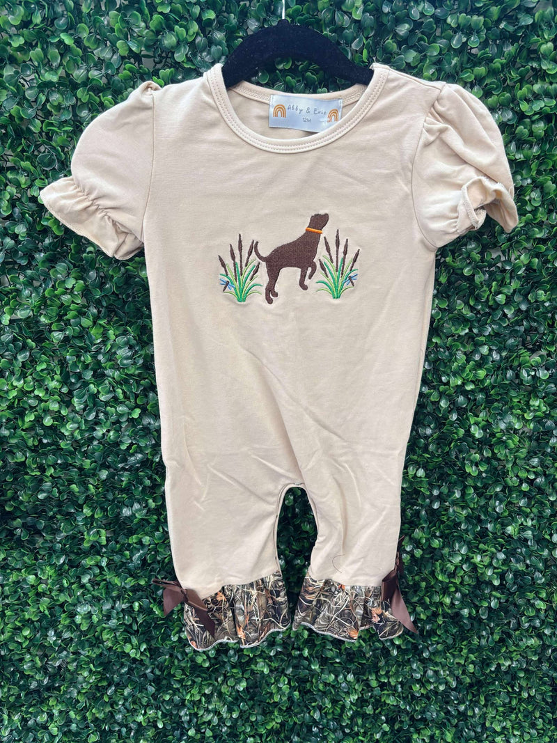 Honeydew Camouflage hound embroidery ruffle bubble