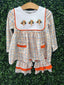 Honeydew Orange turkey embroidery plaid ruffle pants set