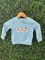 Honeydew Blue ghost pumpkin embroidery top