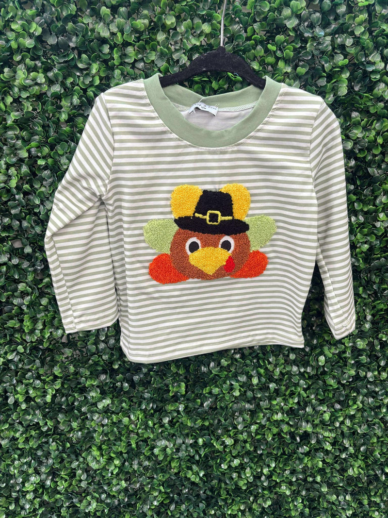 Honeydew Green turkey french knot stripe top