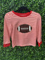 Honeydew Red football applique top