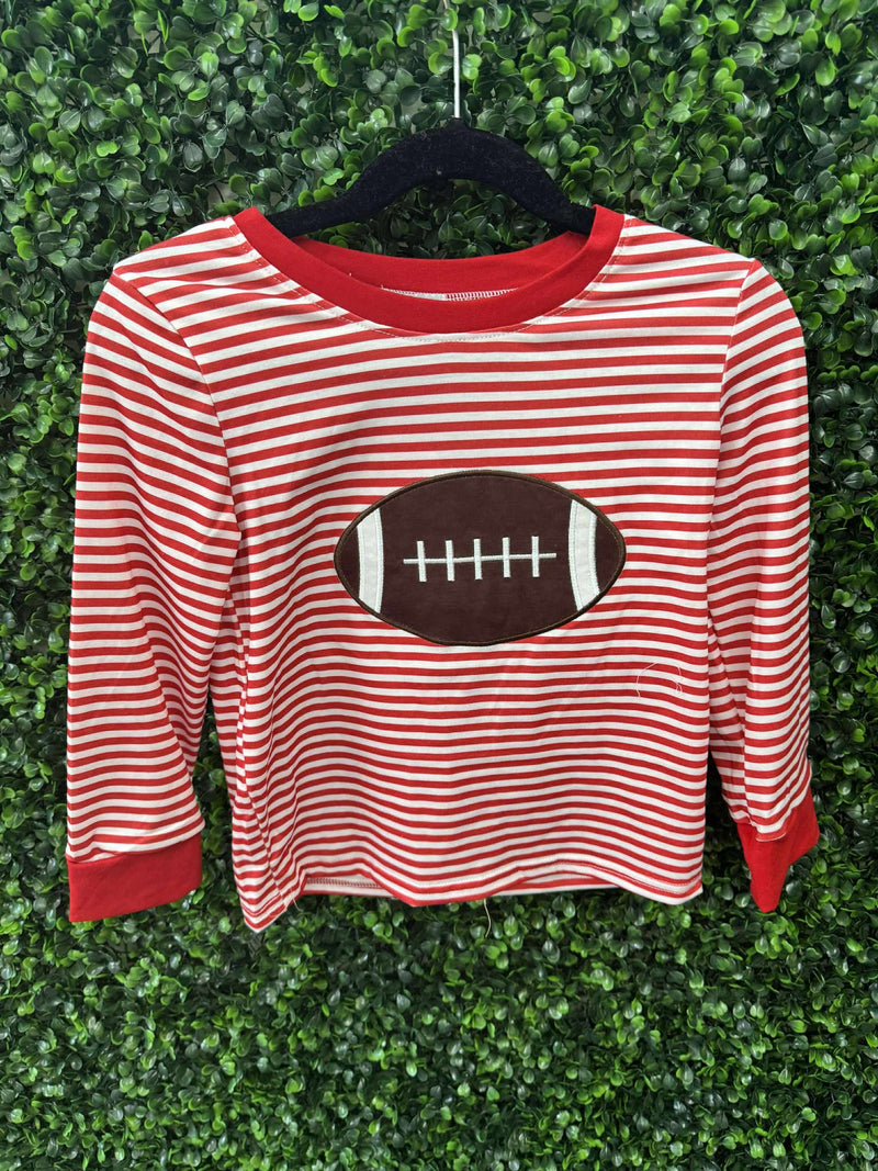 Honeydew Red football applique top