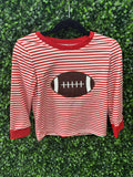 Honeydew Red football applique top