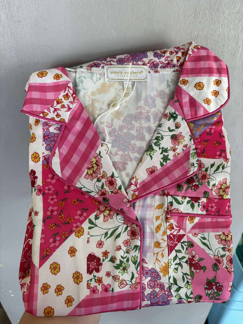 Simply Southern- Short Sleeve Pink Floral Pajamas