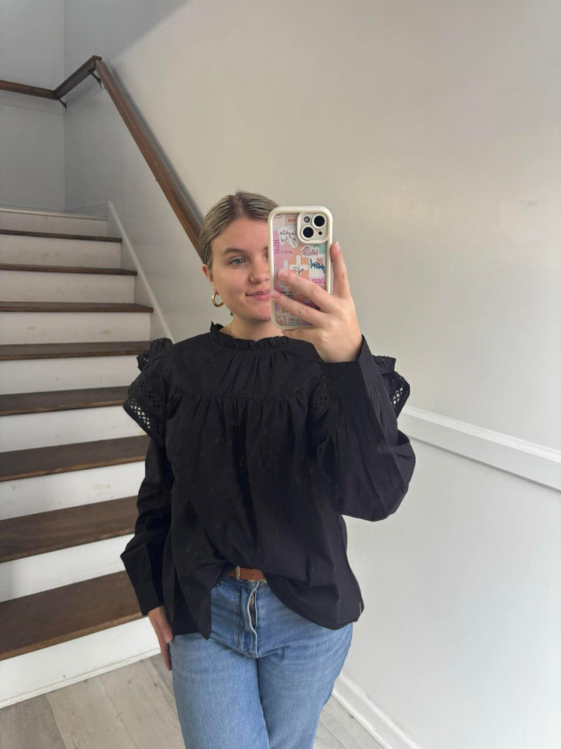 MUDPIE KELLER RUFFLE TOP BLACK