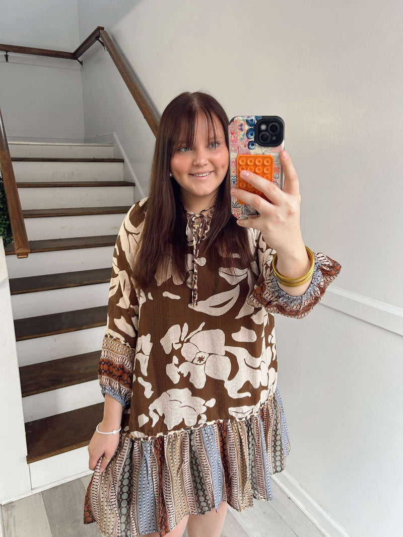 umgee- sepia pattern dress