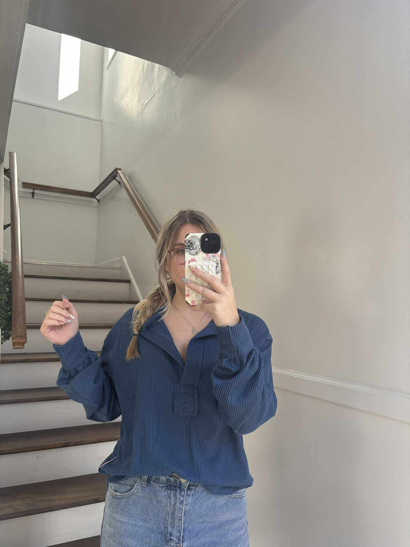Simply Southern Dark Blue Sweater Top