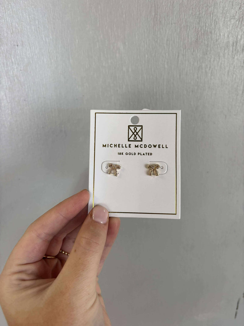 Michelle Mcdowell- pink holiday bow earrings