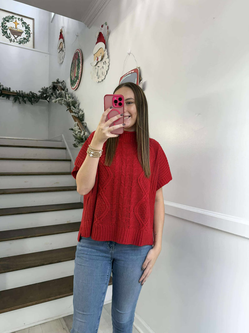 MUDPIE CLAUDE CABLE KNIT SWEATER-GR OS