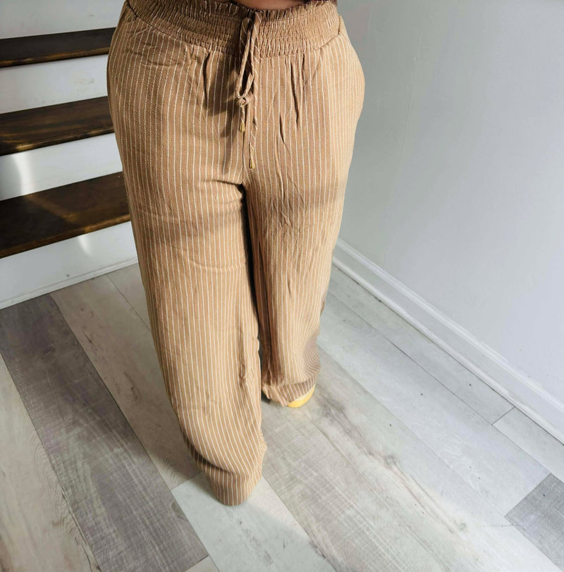 Camille & Co Striped Pant Khaki